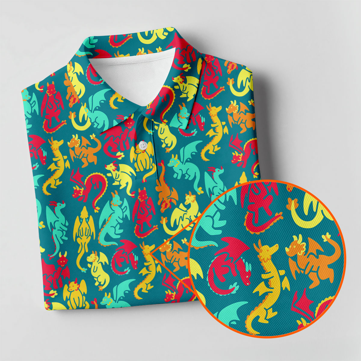 Cartoon Dragons Colorful Golf Shirt, Cute Golf Outfit, Women's Polo Shirt, Ladies Golf Shirts