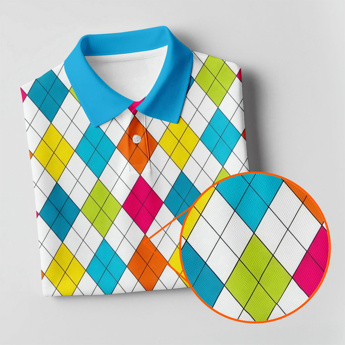 Retro Argyle Diamond Checkered Golf Shirt, Golf Polo For Women, Printed Golf Shirt