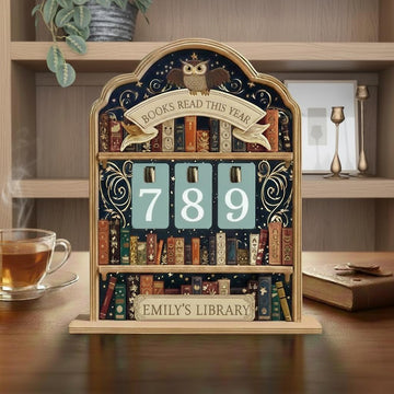 Personalized Wooden Reading Tracker Sign, Flip Book Counter, Custom Books Read 2026 Library Desk Decor Gift