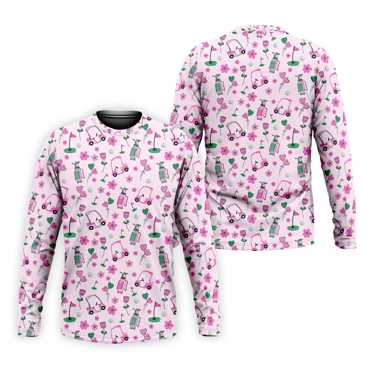 Seamless Pink Green Funny Womens Golf Polo ShirtLadies Golf Shirt, Mothers Day Gifts
