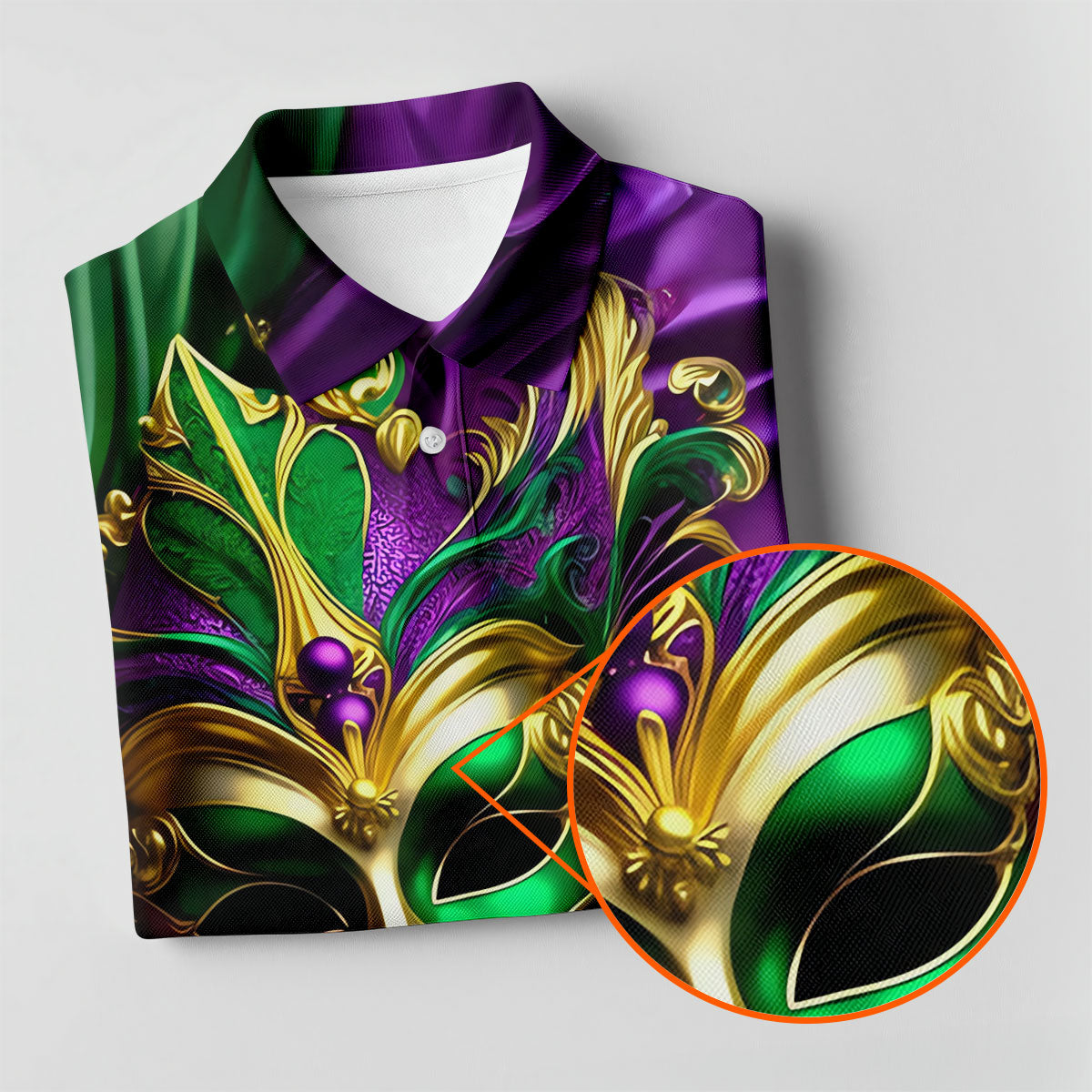 Mardi Gras Face Mask Purple Green Gold Women's Golf Tops, Ladies Golf Polos, Women's Polo Shirt