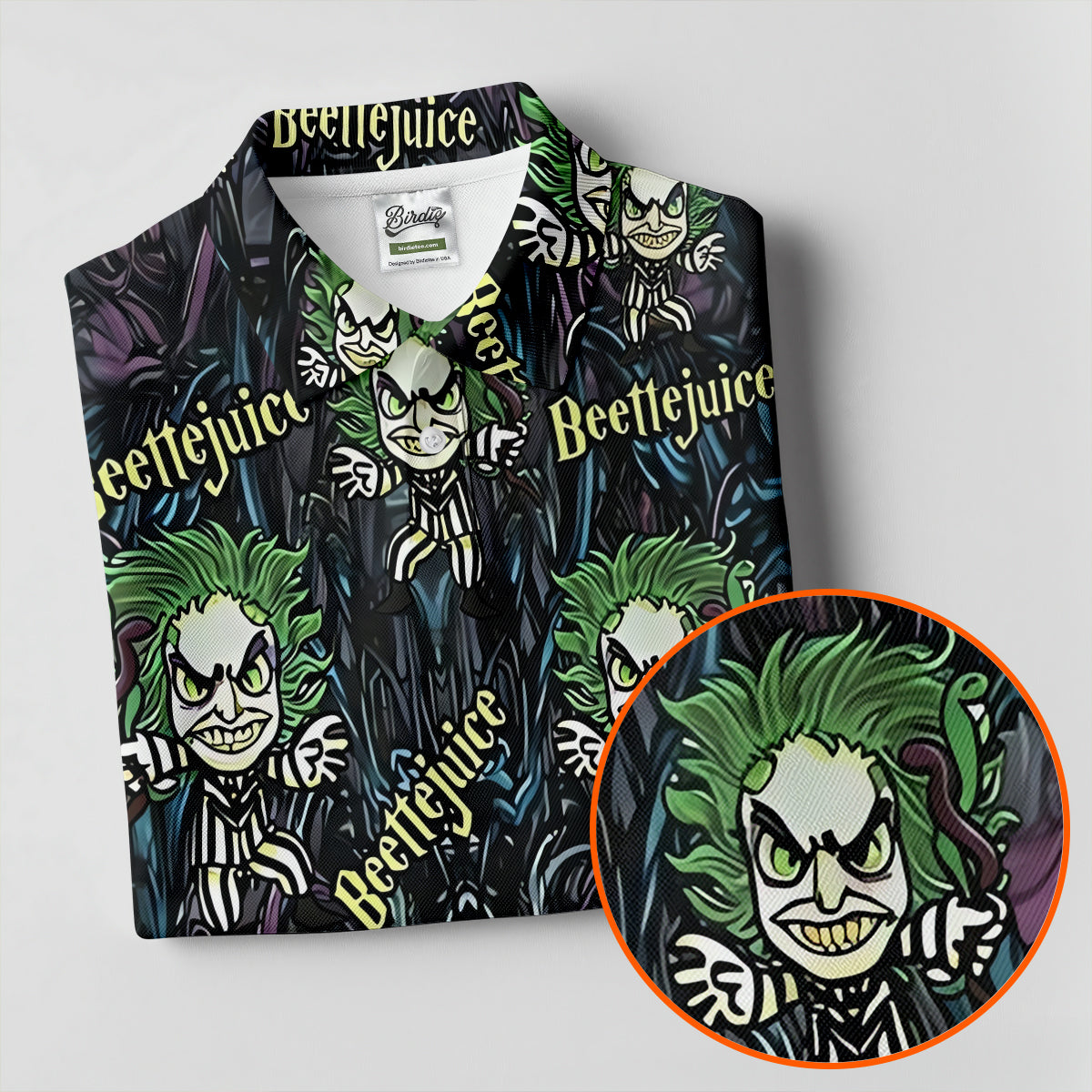 Halloween Horror Character Cartoon Hawaiian Golf Shirt, Women's Golf Polo, Printed Golf Shirt