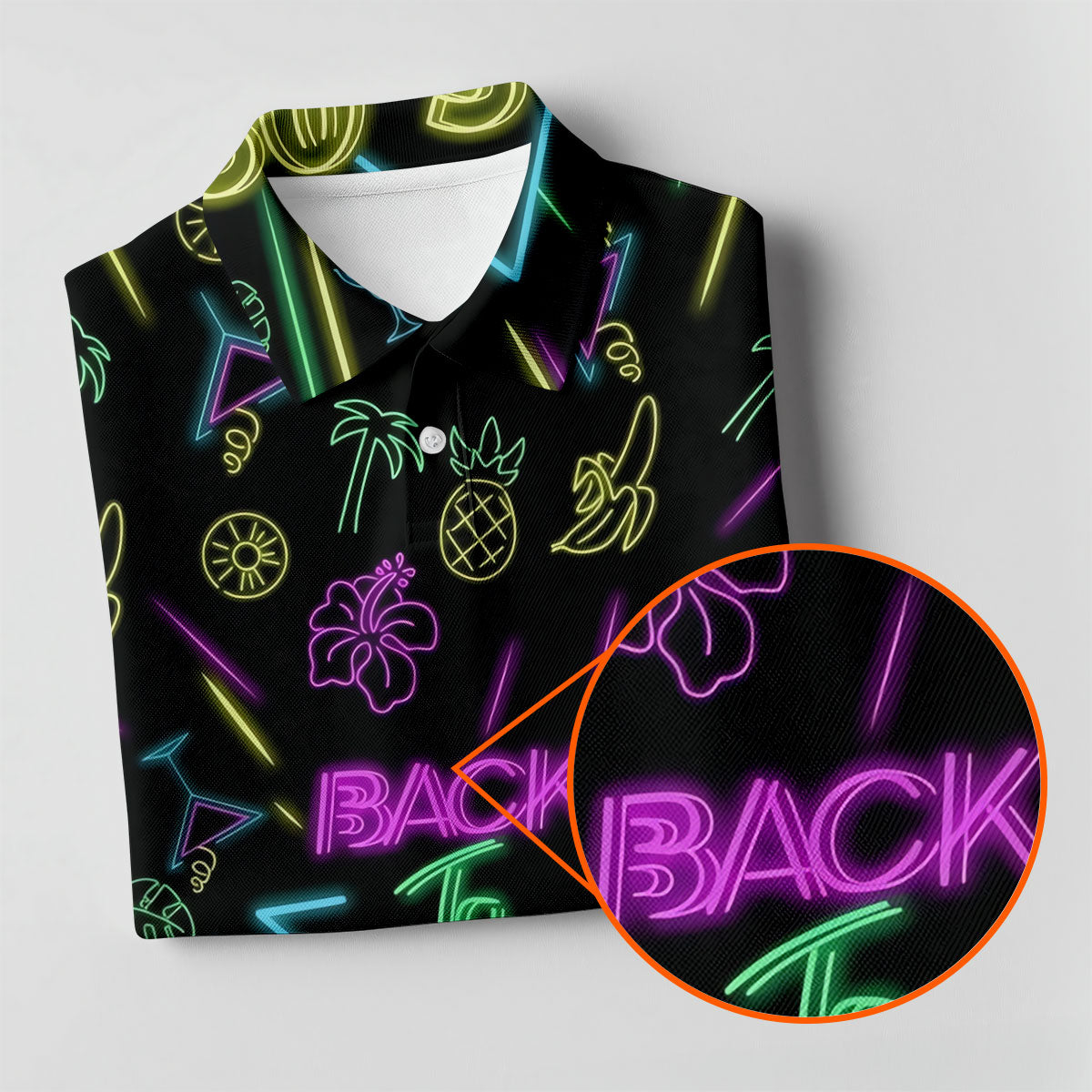 Back To 80's Neon Pattern Hawaiian Golf Shirt, Tropical Vibe Golf Shirt For Women