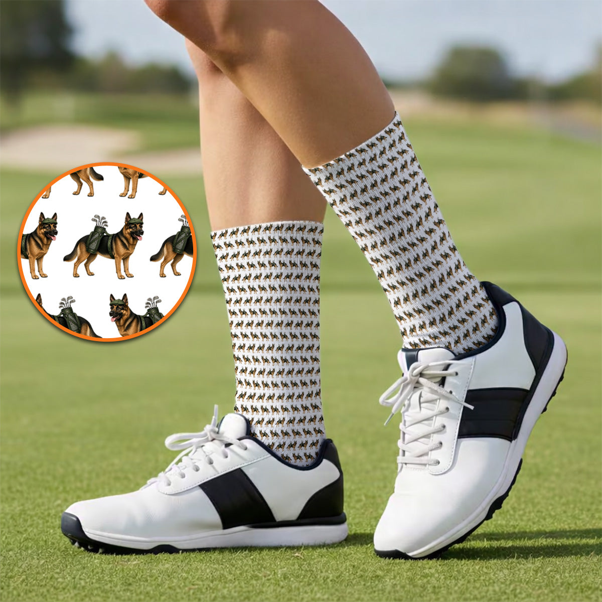 German Shepherd Golf Socks, Dog Lover Pattern Golf Sock, Funny Golfer Dog Gift