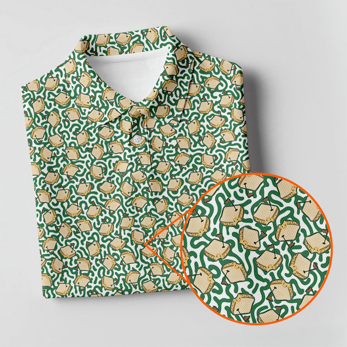 Sandwich Golf Course Seamless Pattern Performance Golf Shirt, Women Golf Top, Ladies Golf Shirts