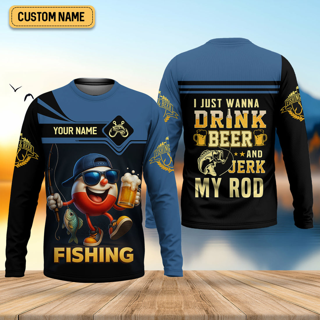 I Just Wanna Drink Beer And Jerk My Rod SPF Shirts, Fishing Shirts For Men, Funny Fisherman Gift