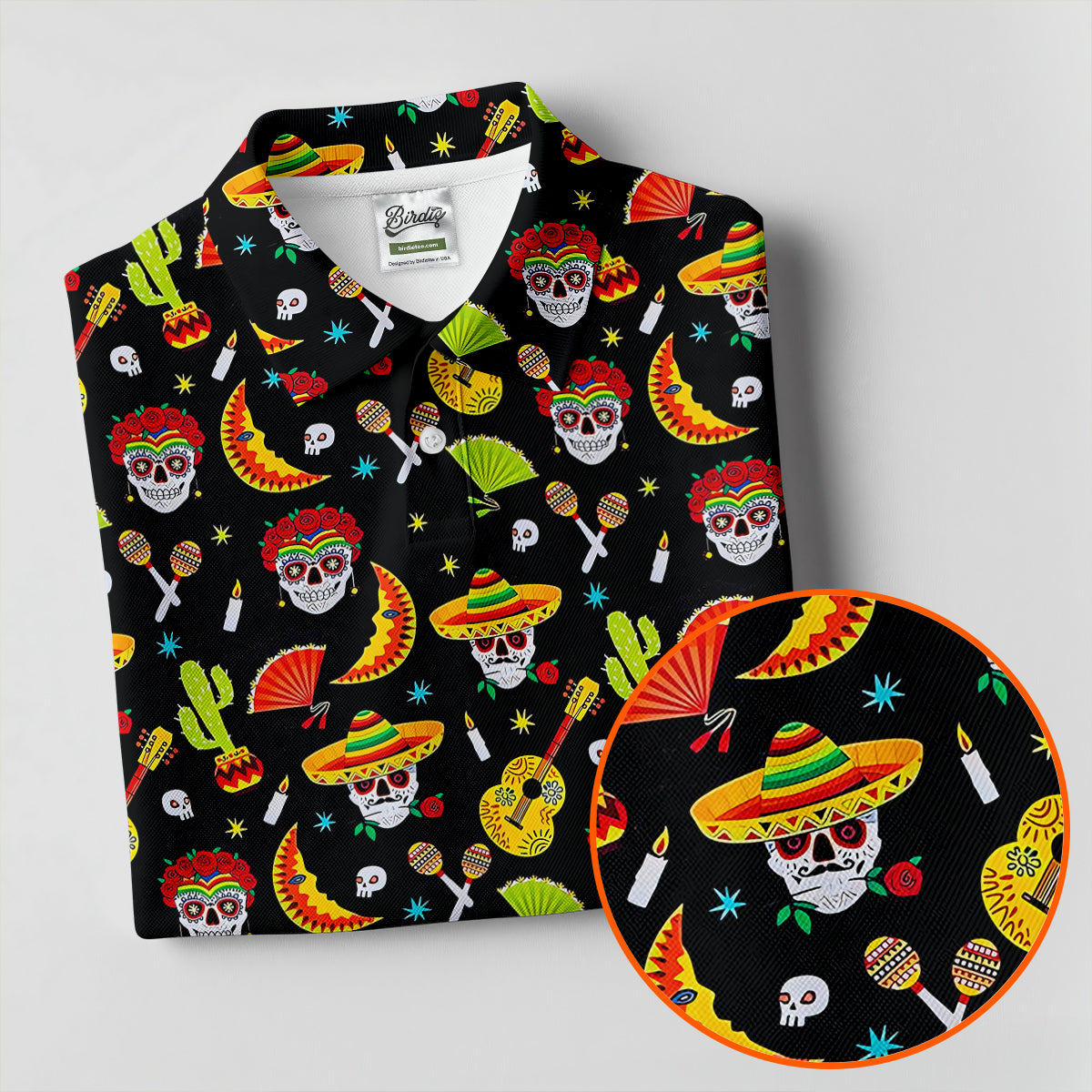 Day Of The Dead Mexican Symbols Cinco De Mayo Celebration Fiesta Themed Golf Shirt For Women