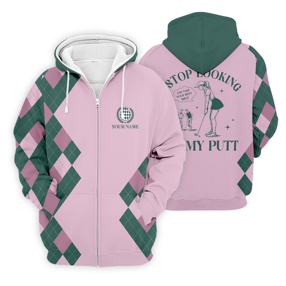 Stop Looking At My Putt Custom Sleeveless Womens Golf Polo Shirt Funny Golf Shirts For Ladies