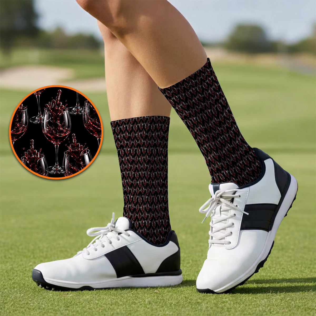 Cabernet Lover Golf Socks, Red Wine Pattern Golf Sock, Winery Inspired Golfer Gift