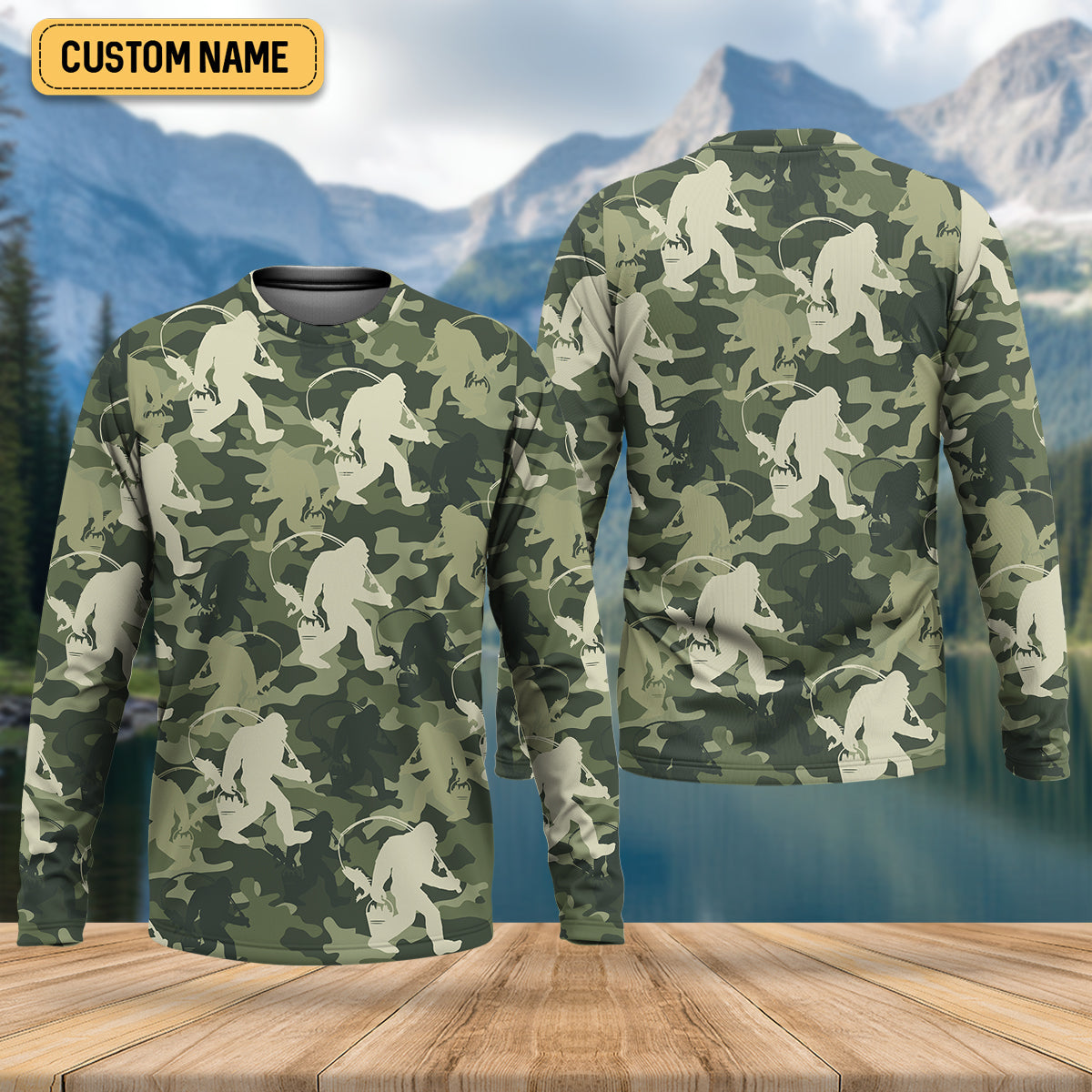 Bigfoot Camo Fishing SPF Shirts, Bassquatch Fishing Shirts, Fishing Shirts For Men, Funny Fisherman Gift