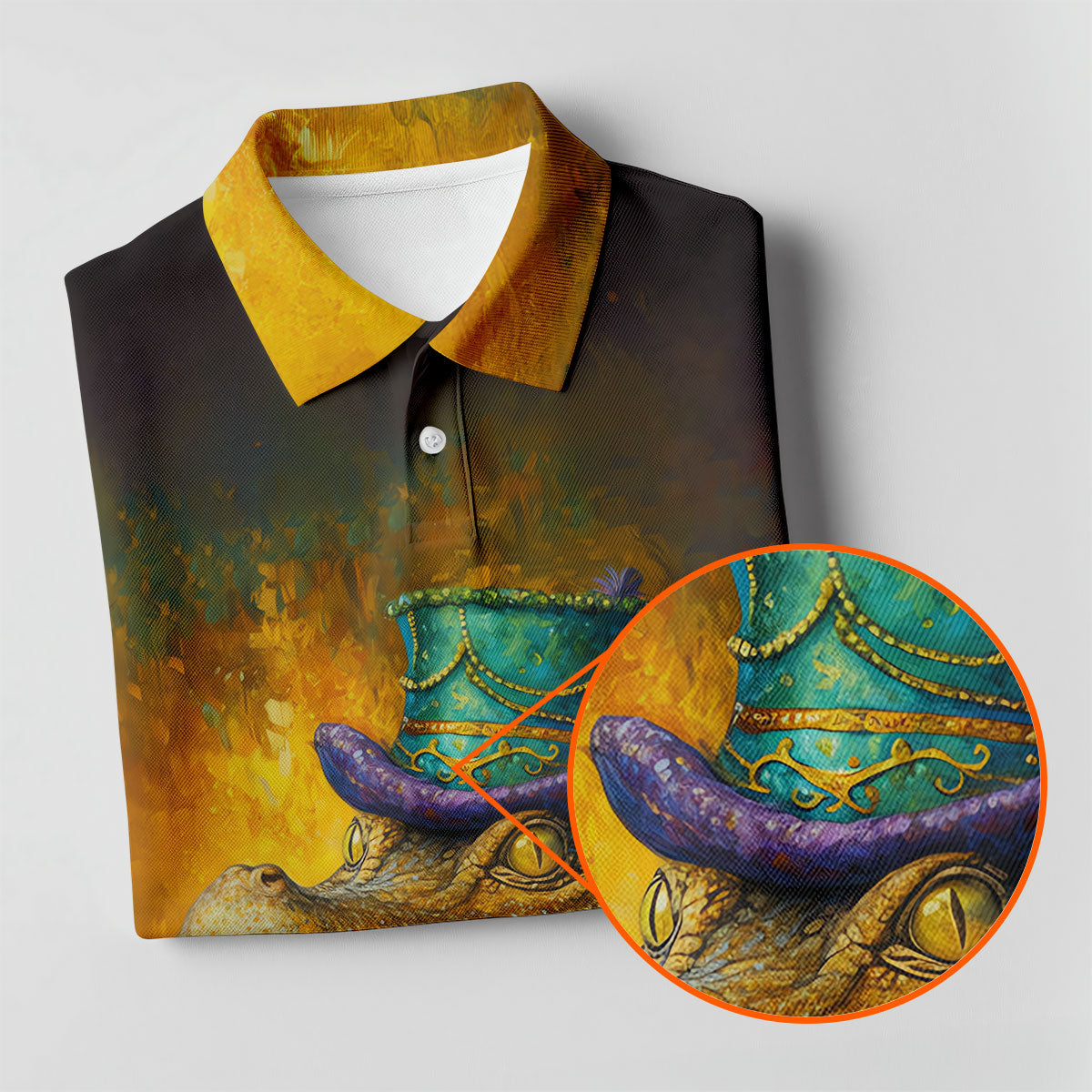 Mardi Gras Aligator Retro Golf Shirt, Women's Golf Shirts, Women's Golf Tops, Ladies Golf Shirts