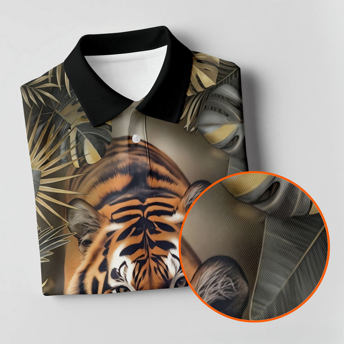 Majestic Tiger Tropical Golf Polo Shirt, Men's Golf Shirt, Golf Polo Shirts For Men