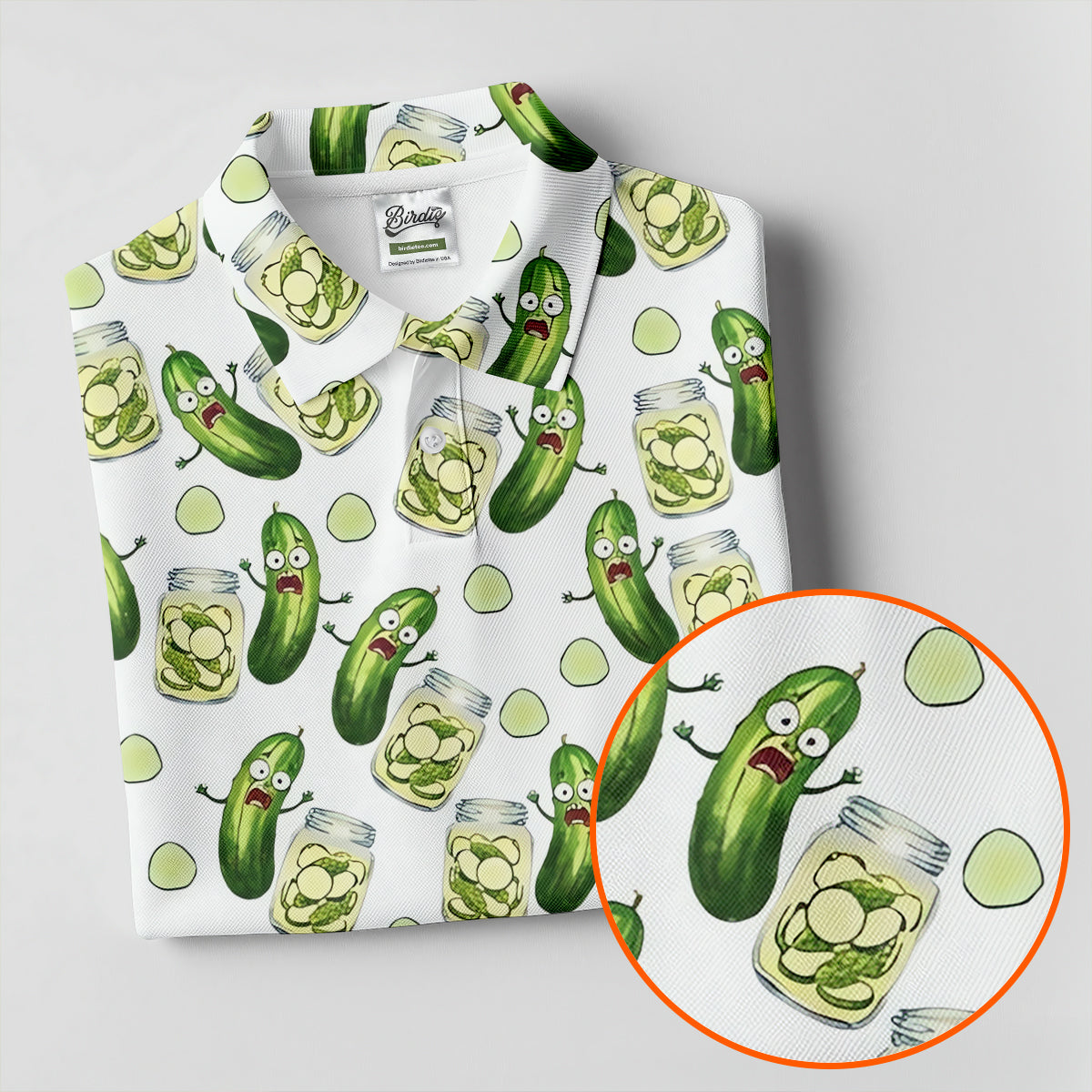 Funny Pickle Hawaiian Golf Shirt, Cartoon Style Men's Golf Shirt, Polo Shirts For Men