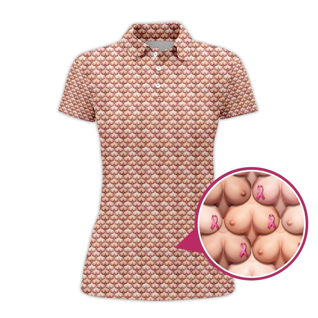 Golf Pattern Shirt, Funny Breast Cancer Golf Shirt, Golf Gift For Golfer