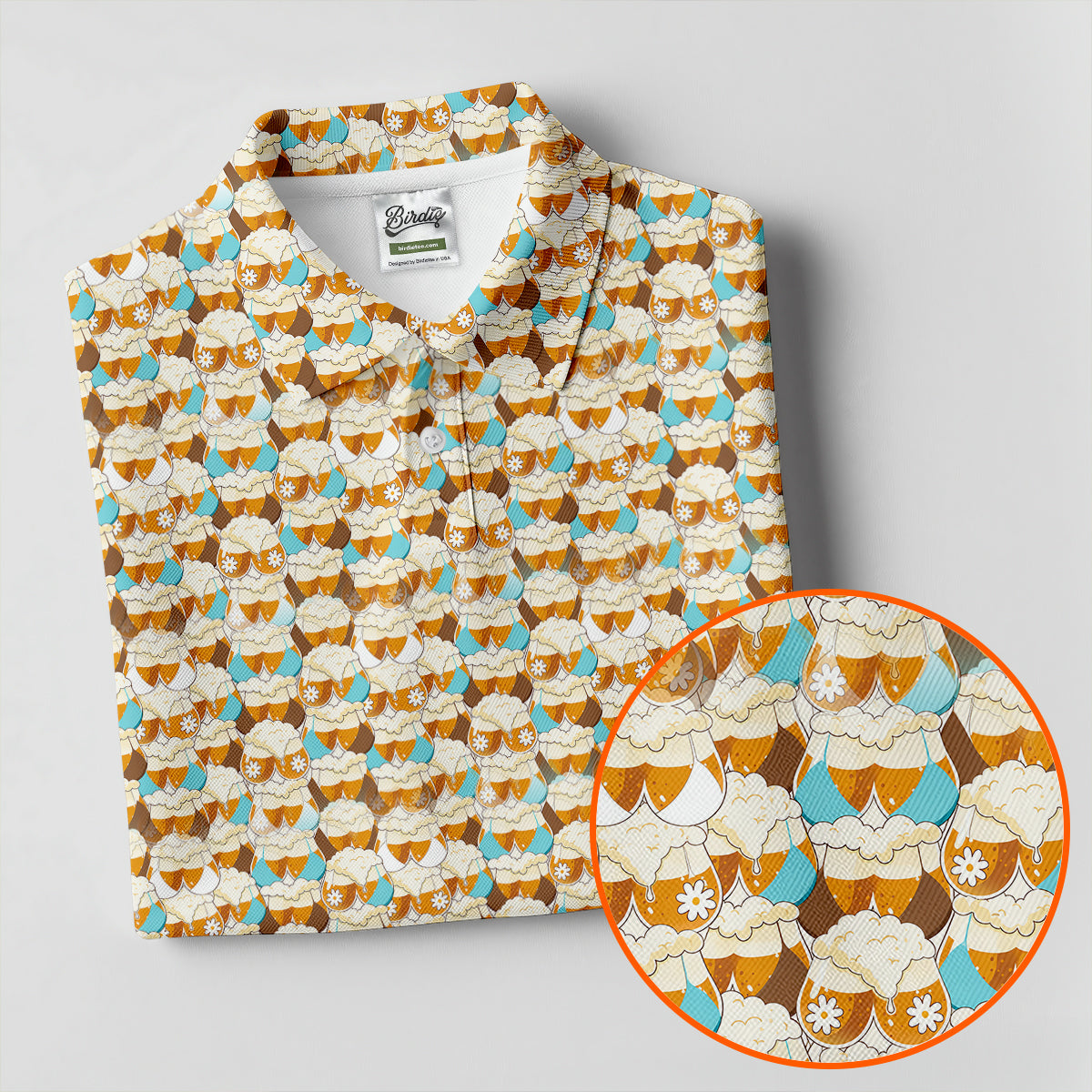 Funny Beer Mug Bikini Pattern Golf Polo Shirt, Women’s Golf Polo, Golf Shirts For Women