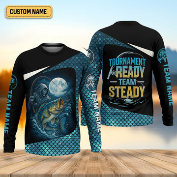 Tournament Ready, Team Steady, Fish Button Up Shirt, UV Protection Shirt, Presents For Fishermen