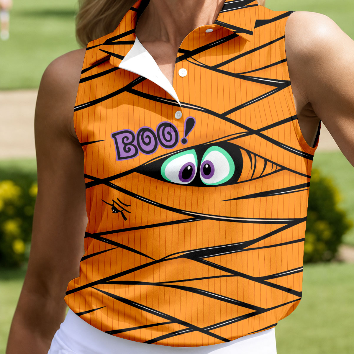 Boo Mummy Halloween Horror Character Polo Shirt, Ladies Golf Shirts, Golf Shirts For Women