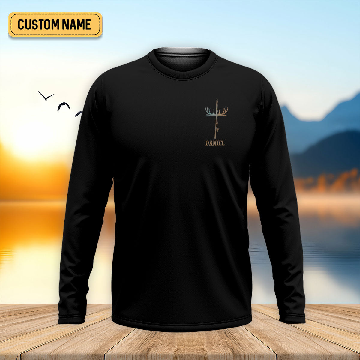 Hunt Fish Faith Cross Performance Fishing Shirts, Fishing UPF Shirts, Fishing Shirts For Men