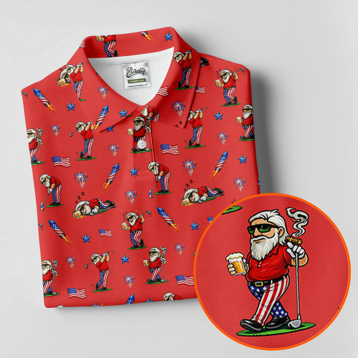 4th Of July Funny Man Golf And Beer Red Golf Shirt, Patriotic Golf Shirt, 250th Anniversary Women's Golf Tops
