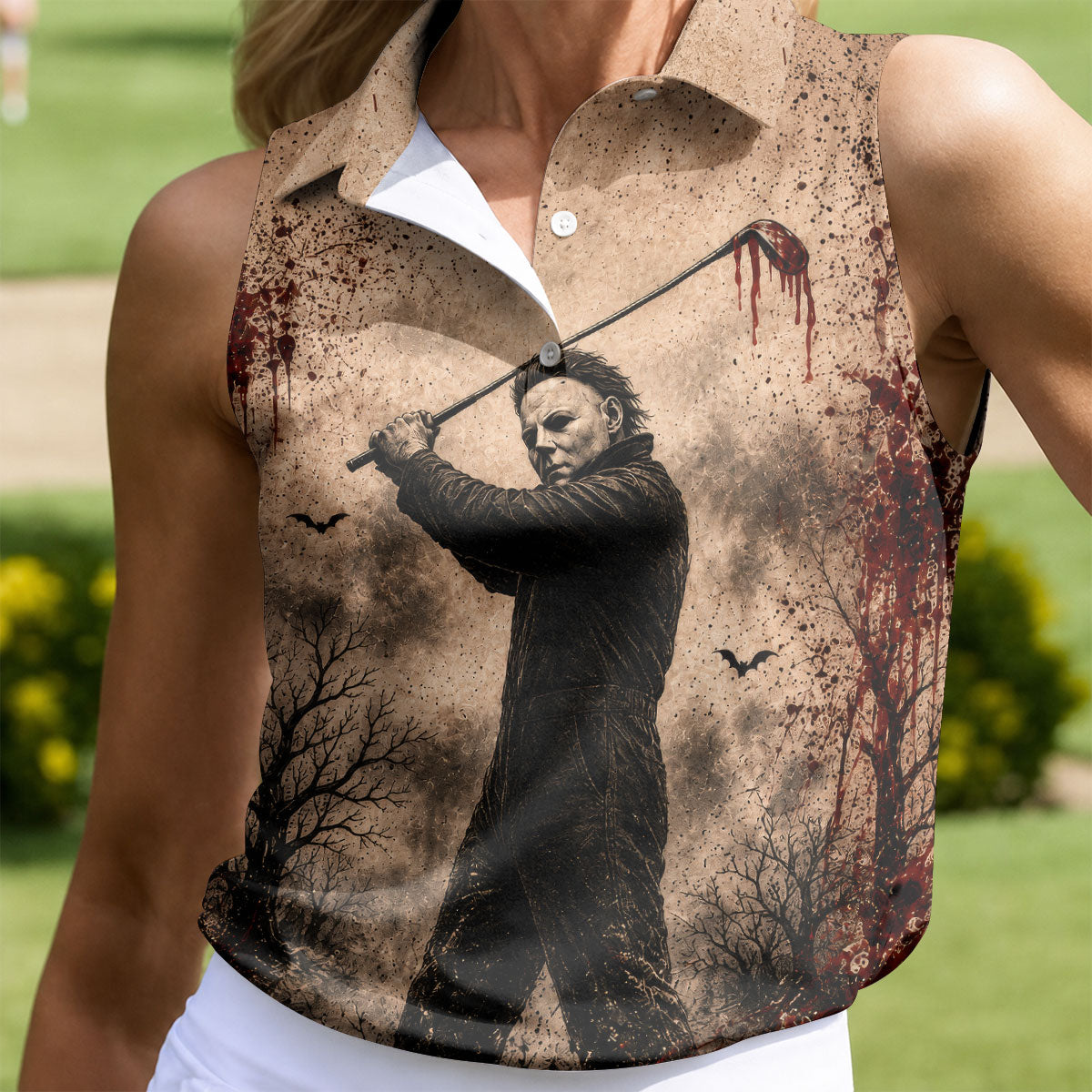 You Can't Kill The Bogeyman Halloween Golf Polo Shirt, Ladies Golf Shirt, Womens Golf Tops