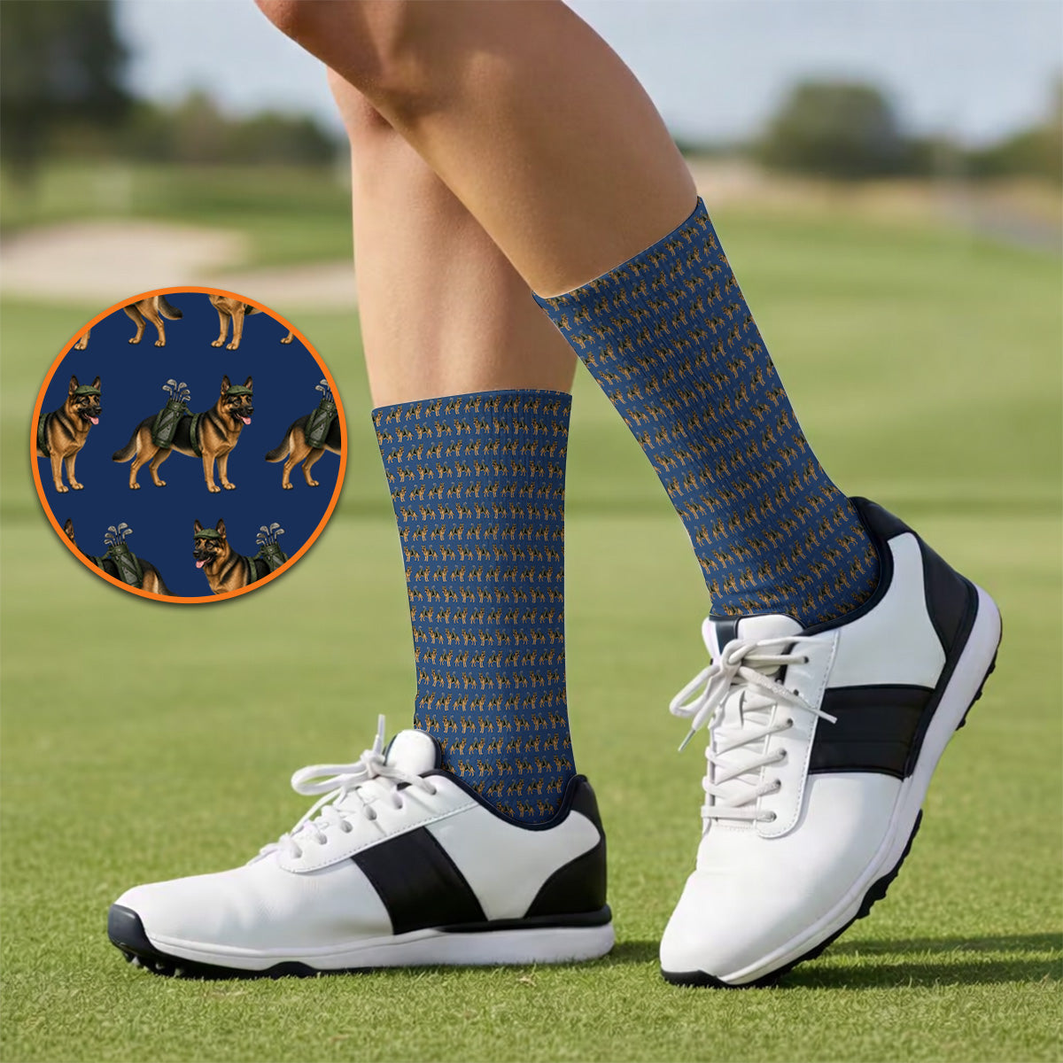 German Shepherd Golf Socks, Dog Lover Pattern Golf Sock, Funny Golfer Dog Gift