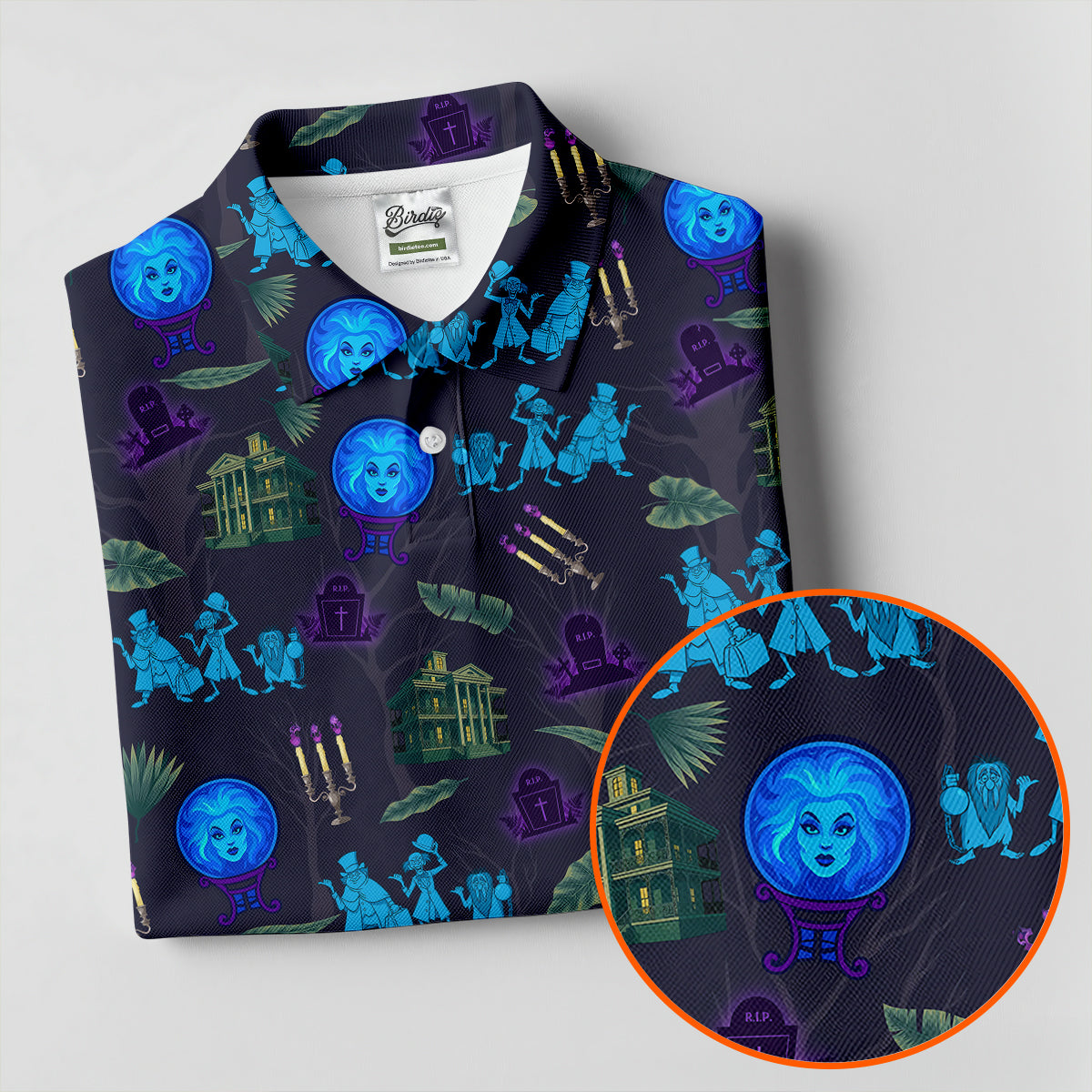 Crystal Ball Ghost Trio Halloween Polo Shirt, Printed Golf Shirt, Women’s Golf Apparel