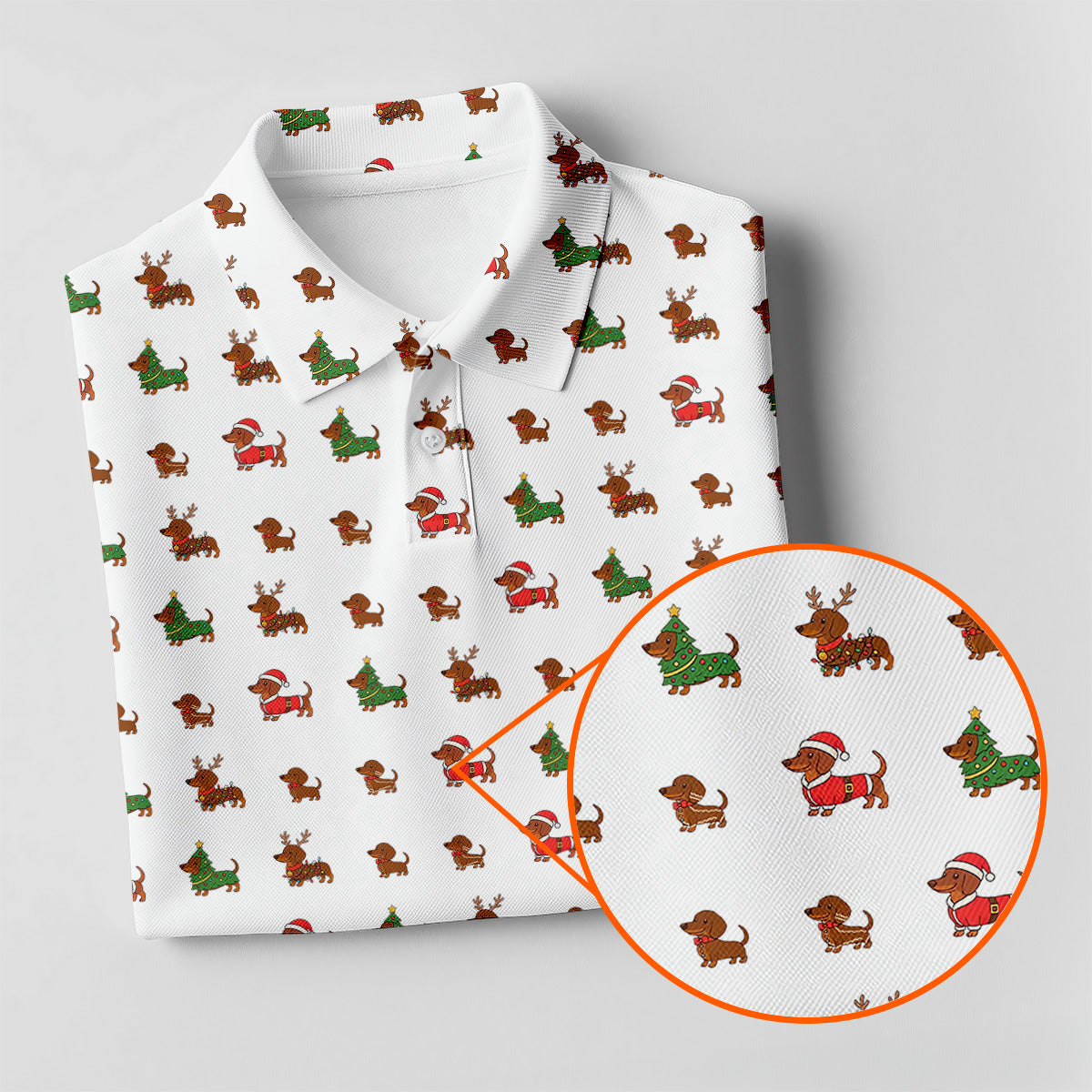 Christmas Dachshund Women's Golf Tops, Christmas Golf Shirt, Ladies Golf Polos, Golfing Apparel