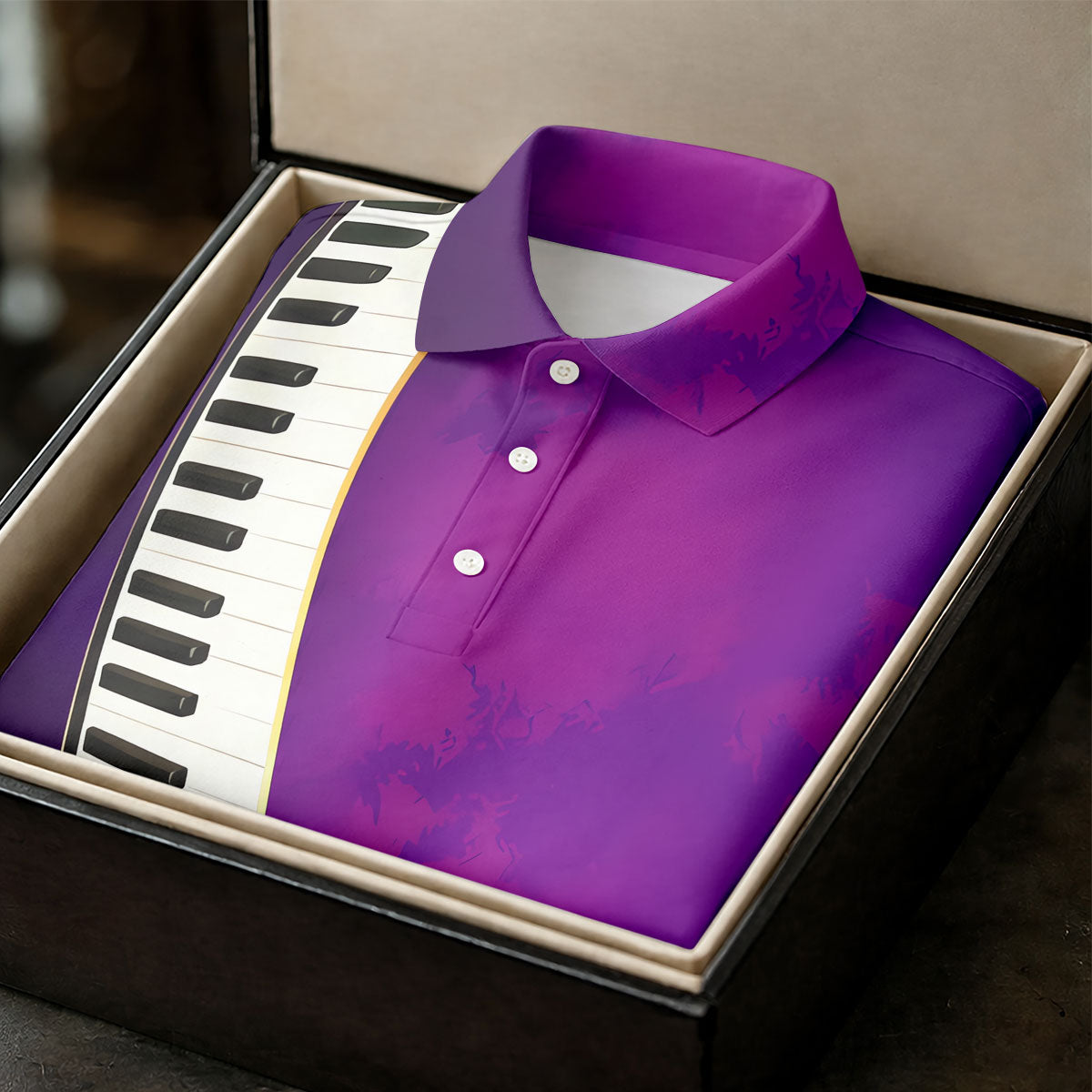 Mardi Gras Feather Beads Piano Keyboard Print Purple Golf Shirt, Women's Golf Tops, Ladies Golf Polos