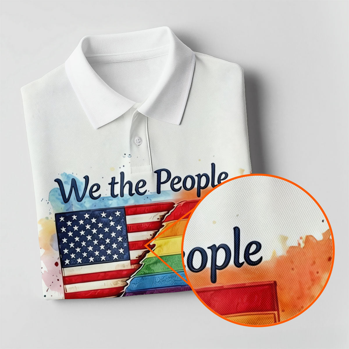 We The People Means Everyone Water Color Print Golf Shirt, LGBTQ Month Polo Shirts For Men