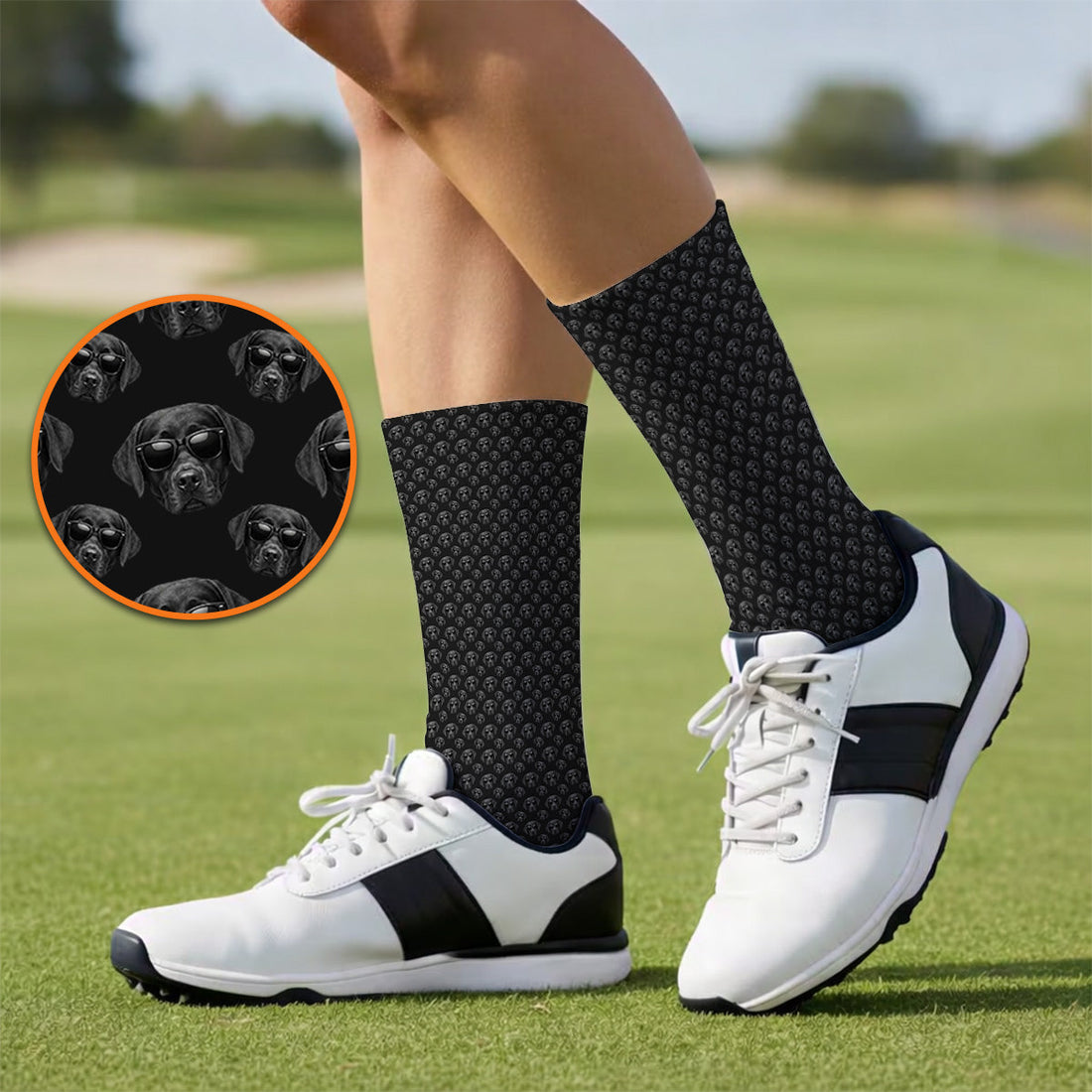 Labrador Retriever Golf Socks, Black Lab Sunglasses Pattern Sock, Funny Golf Gift For Dog Lover