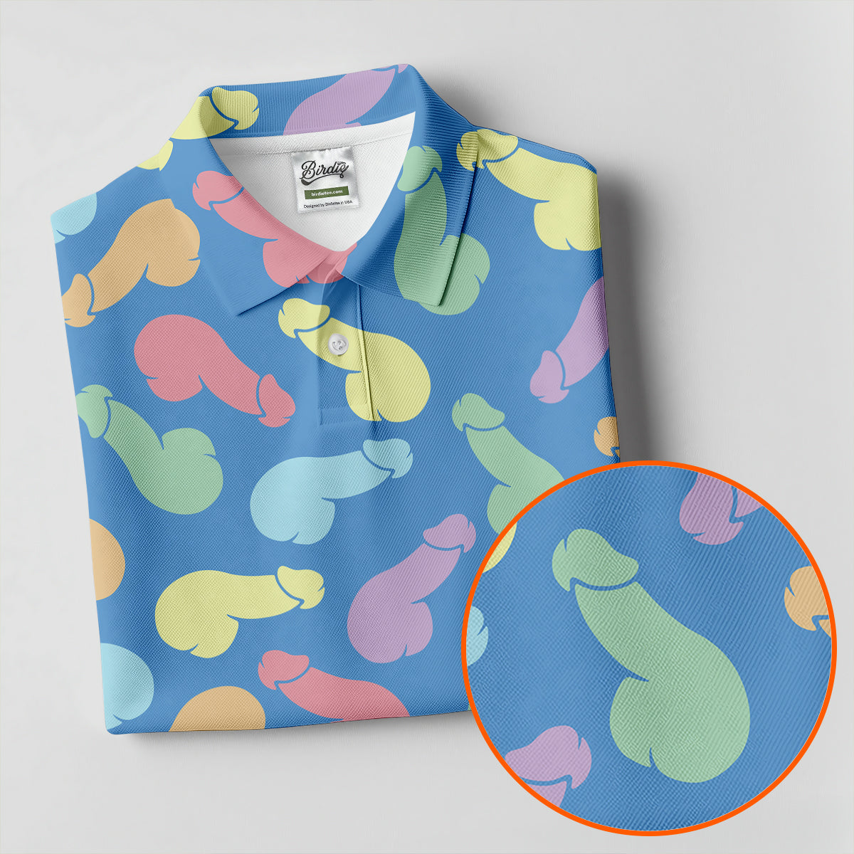 Funny Pastel Adult Pattern Blue Polo Shirt, Womens Golf Polo, Golf Shirts For Women