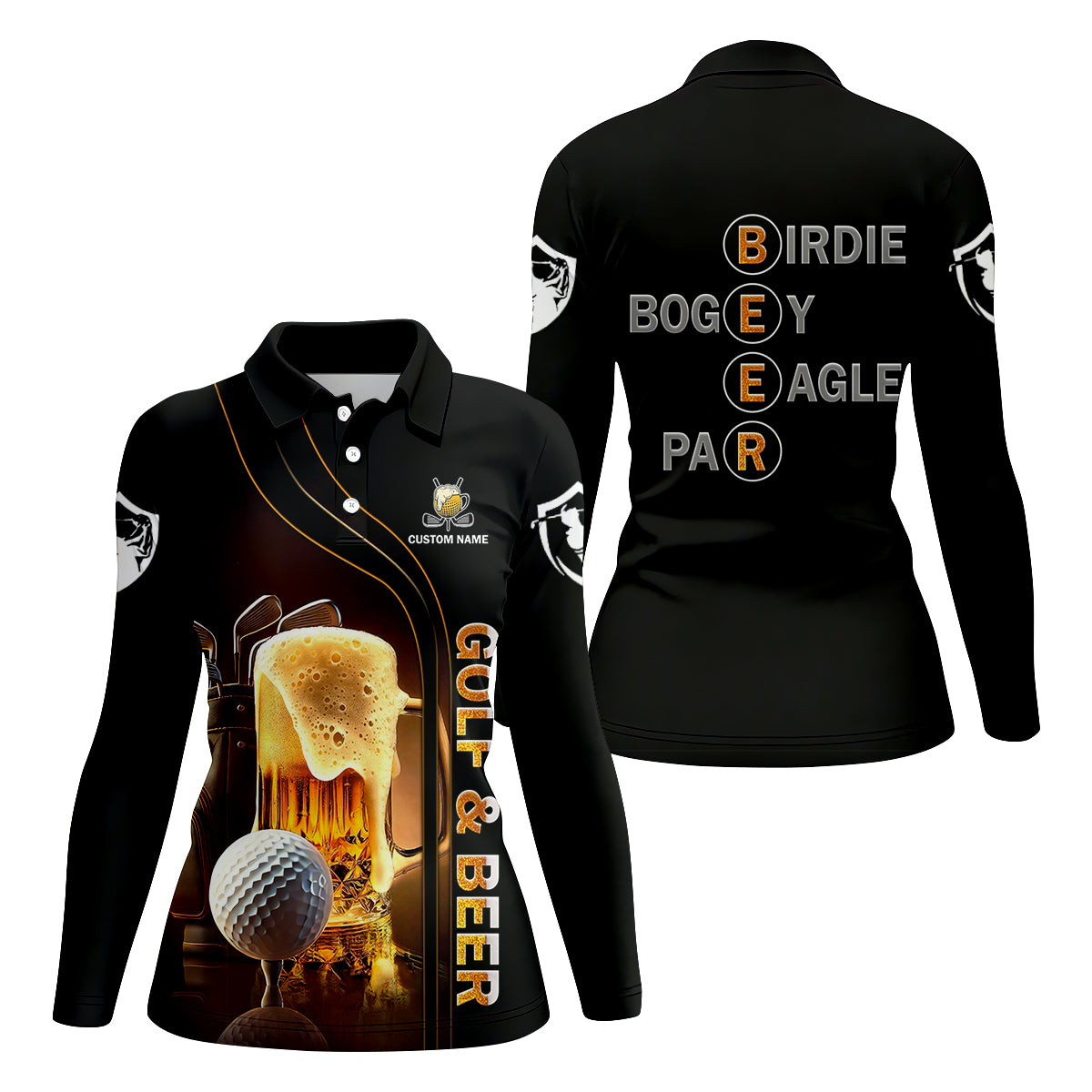 Golf And Beer Custom Women's Funny Graphic Golf Polo ShirtCustom Ladies Golf Shirt