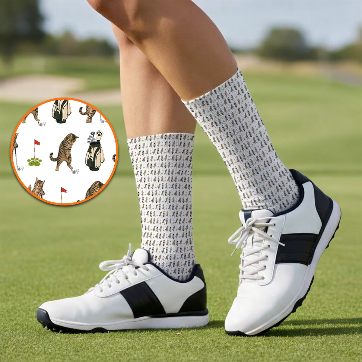Funny Cat Golf Socks, Cats Pattern Golf Sock, Cat Lover Golf Gift