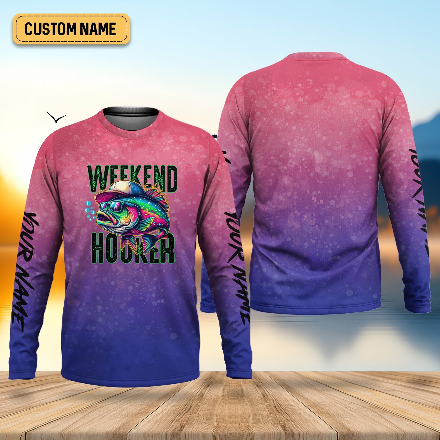 Weekend Hooker Purple Pink Shirt, Fishing UPF Shirts, Hooded Sun Shirt, Gift For Fisherman