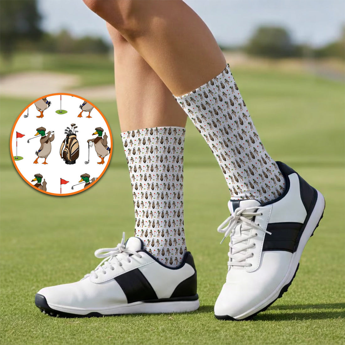Mallard Duck Golf Sock, Funny Waterfowl Pattern Golf Socks, Perfect Gift for Golfers & Duck Hunters