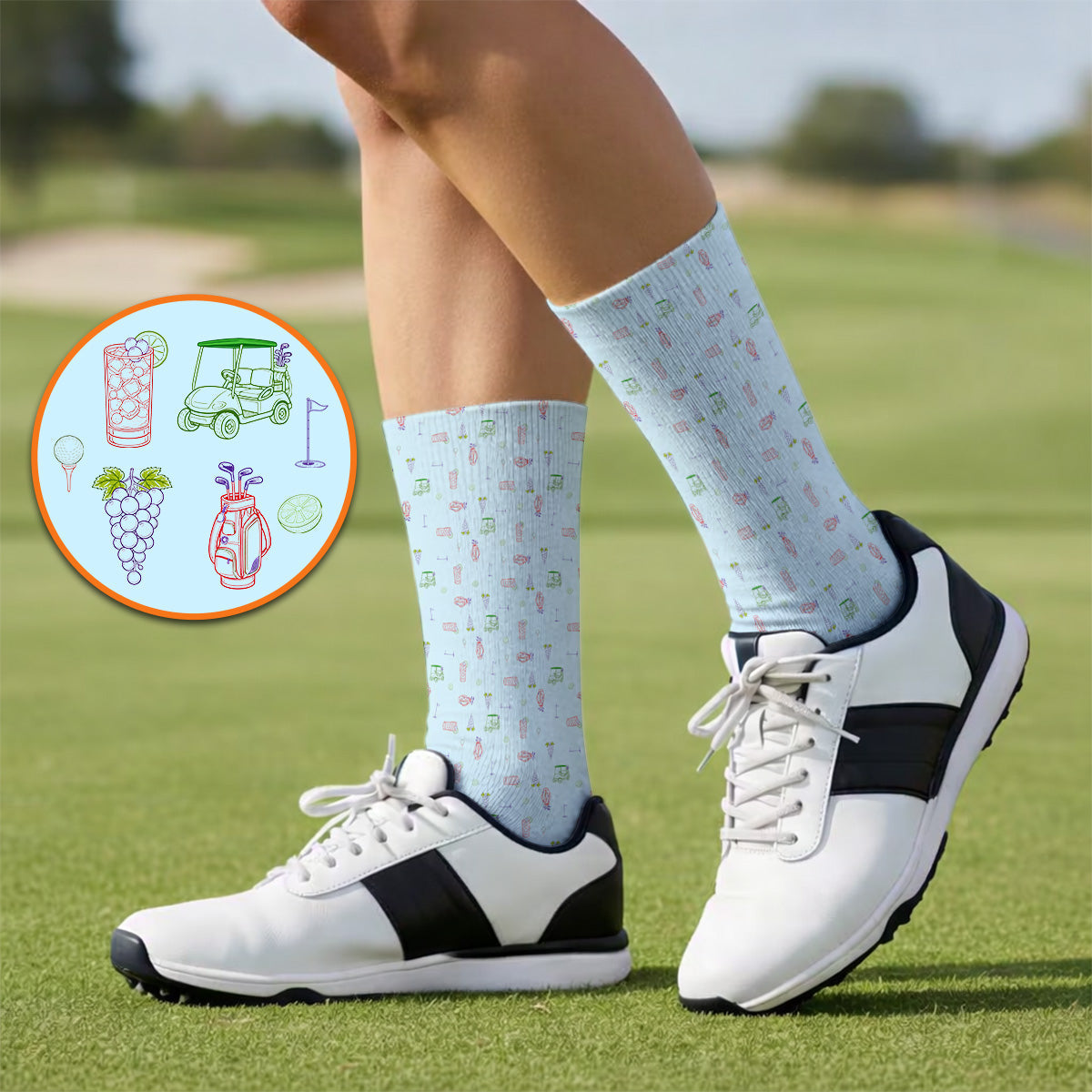 Transfusion Drink Golf Sock, Golf Cocktail Pattern Golf Socks, Cool Golf Lover Apparel For Golfer