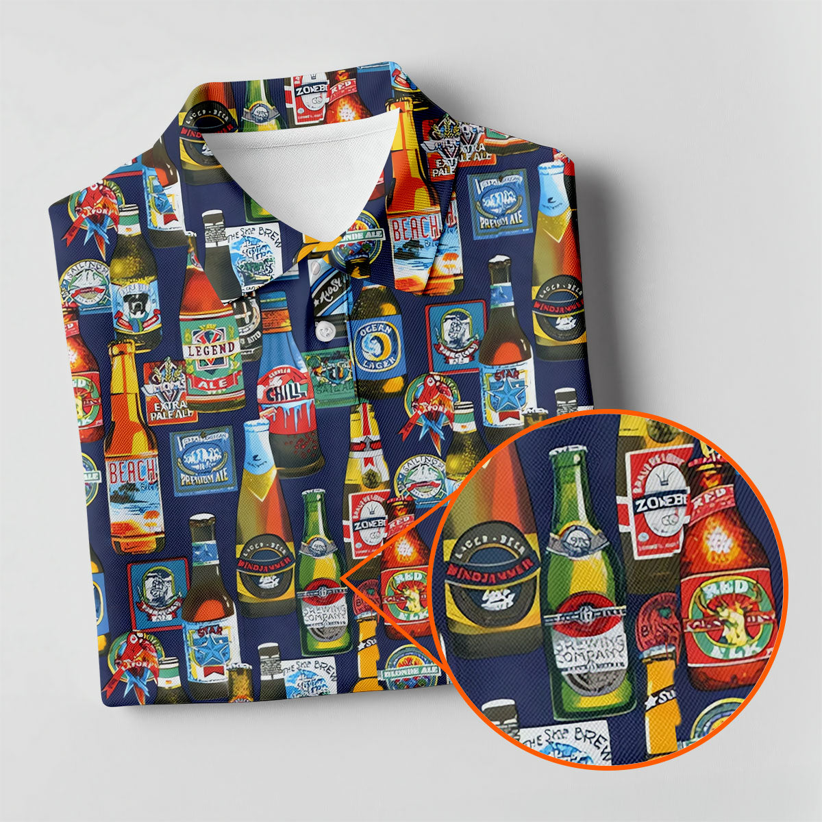Beer Bottle Labels Navy Golf Shirt, Fun Women's Golf Shirts, Women's Golf Tops, Ladies Golf Shirt