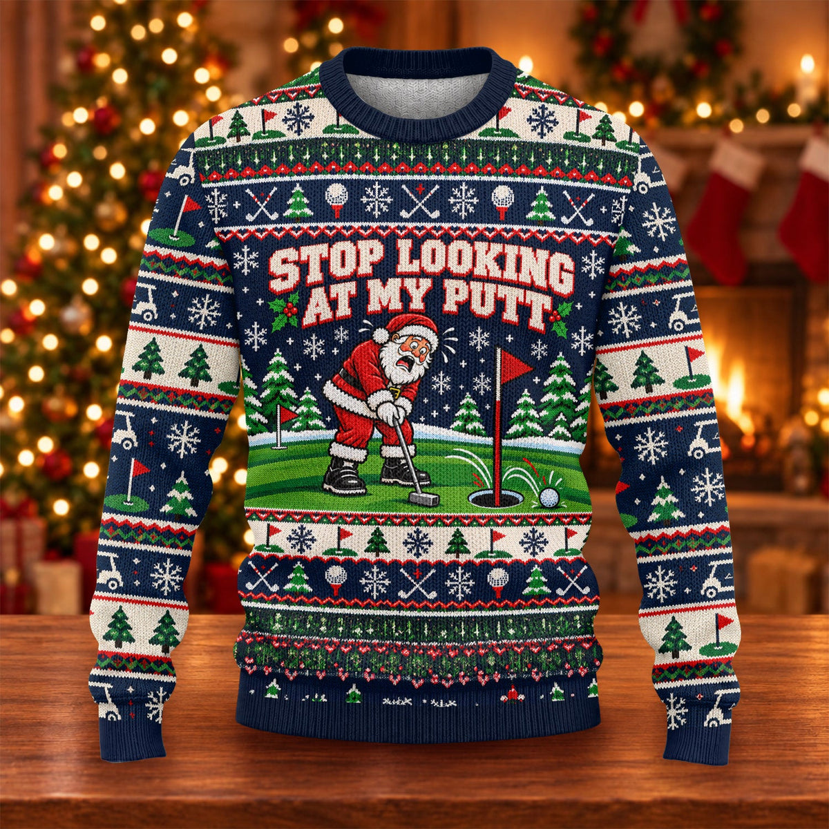 Stop Looking At My Putt Santa Ugly Christmas Sweater, Golf Gifts, Funny Xmas Gifts