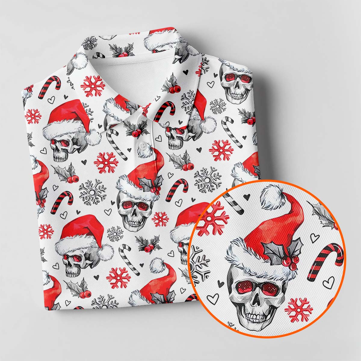 Skull Christmas Women's Golf Shirts, Funny Horror Ladies Golf Tops, Christmas Golf Shirt, Golfing Apparel