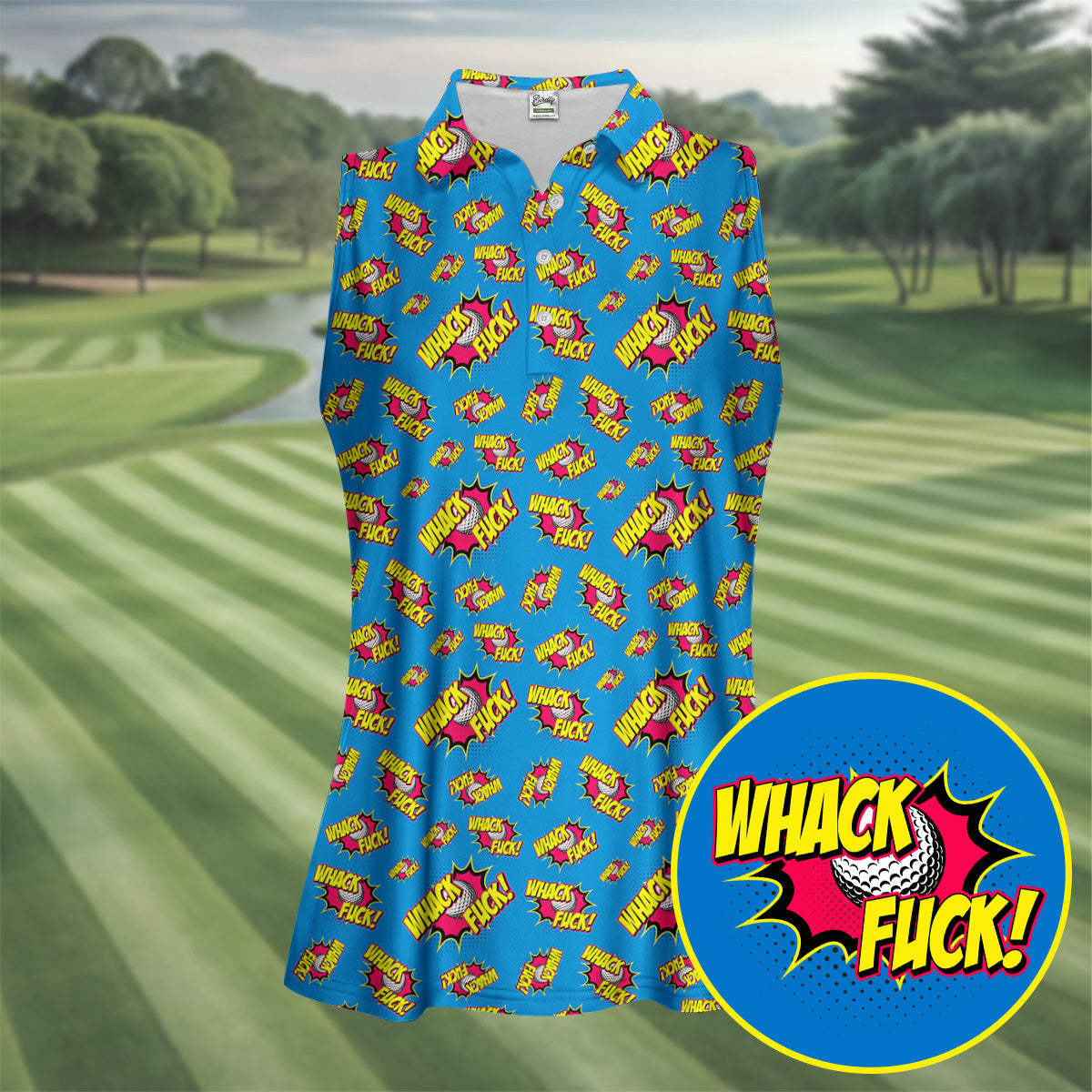 Funny Whack F*ck Comic Golf Ball Polo Shirt, Golf Shirts For Women, Women’s Golf Apparel
