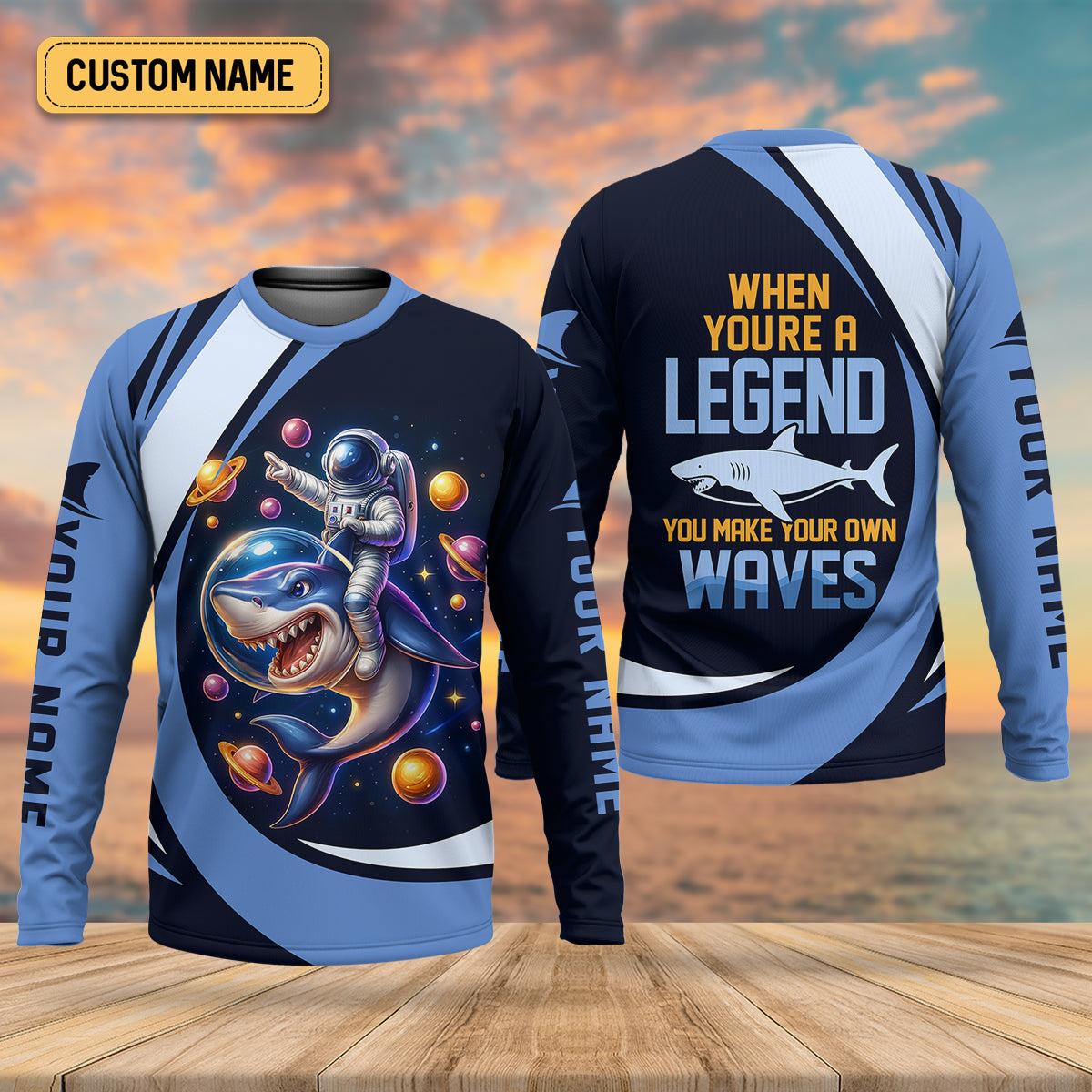 When You're A Legend You Make Your Own Waves Shark Shirt, SPF Shirt For Men, Fishing Shirts For Men