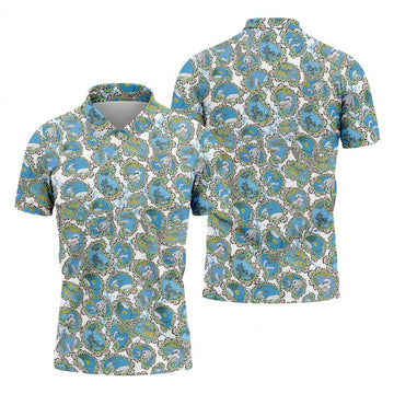 Paisley Flowers Heron Painting Print Golf Shirt, Polo ShirtFor Men, Golf Shirts For Men