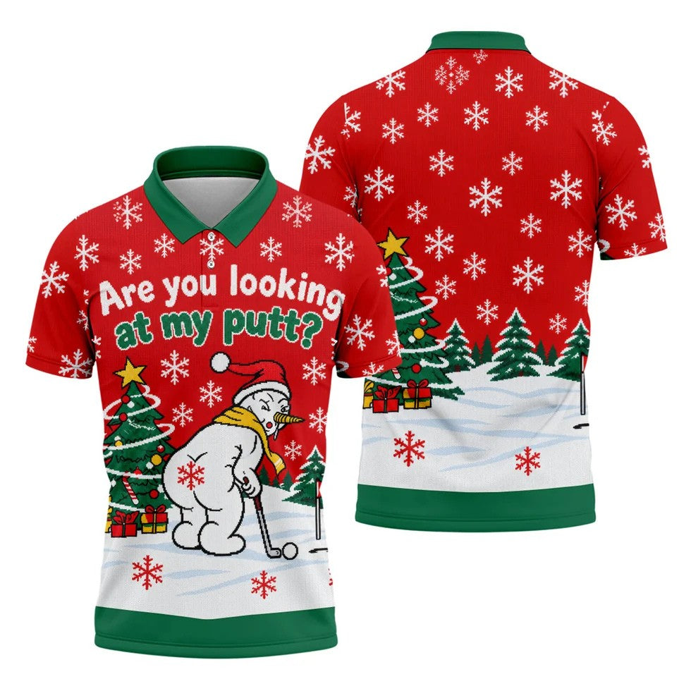 Are You Looking At My Putt Christmas Golf Shirt, Mens Golf Polo, Mens Golf Shirts
