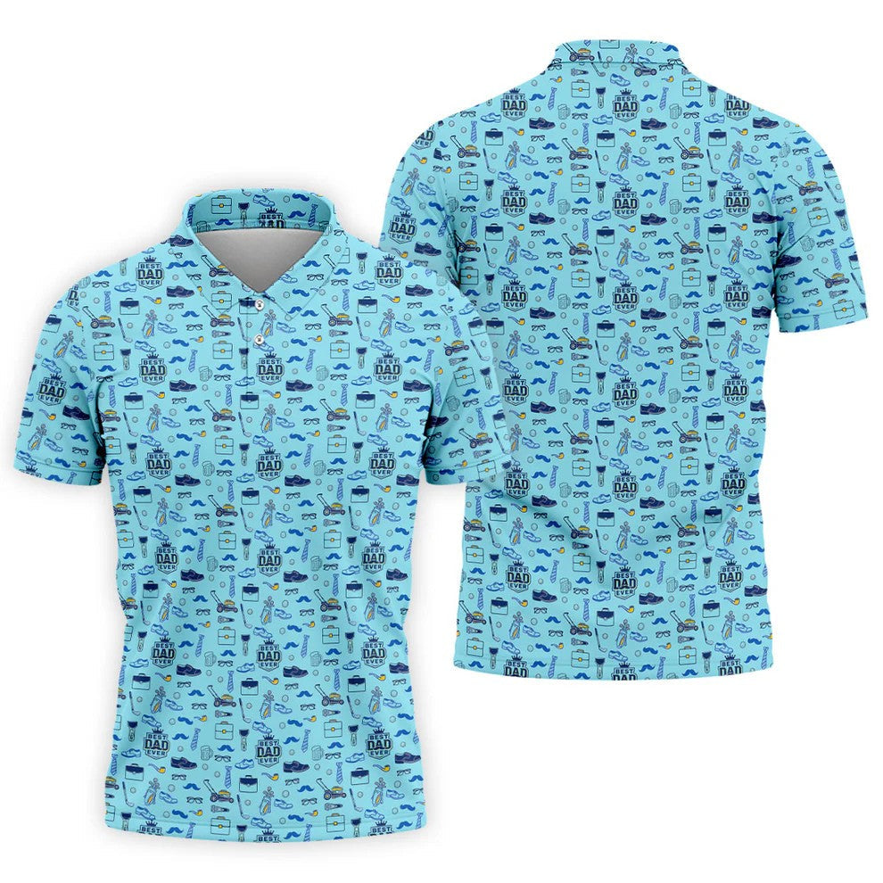 Best Dad Ever Dad Life Doodle Pattern Father's Day Golf Shirt, Golf Gift For Dad