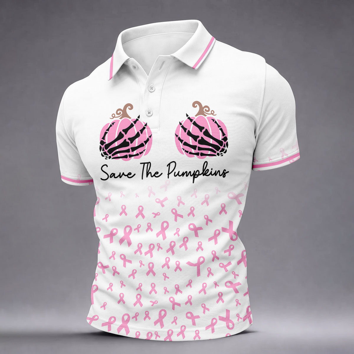 Save The Pumpkins Breast Cancer Polo Shirt, Mens Polo Shirts, Golf Apparel For Men