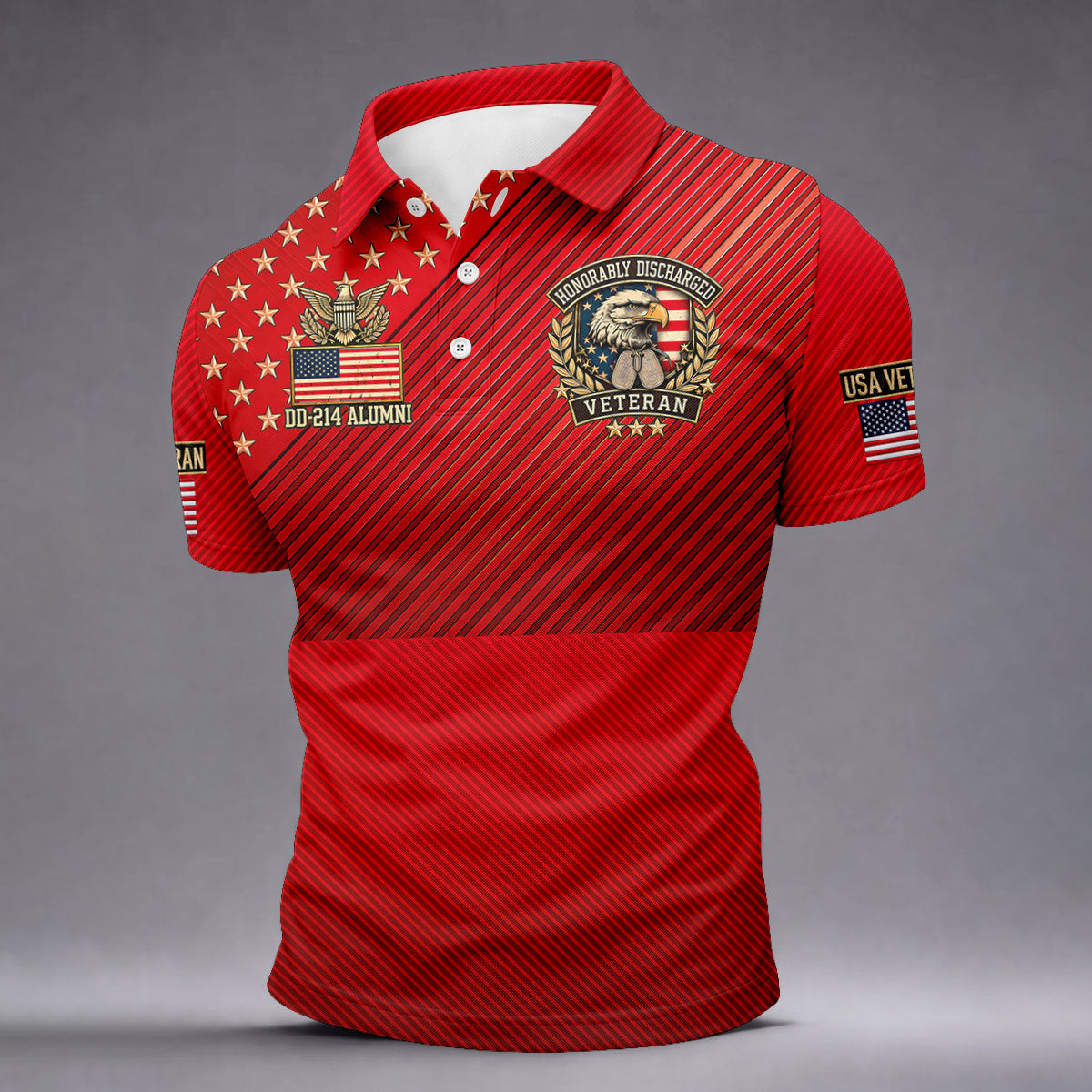 Veterans Day USA Eagle Emblem Polo Shirt, Golf Shirts For Men, Mens Golf Polo