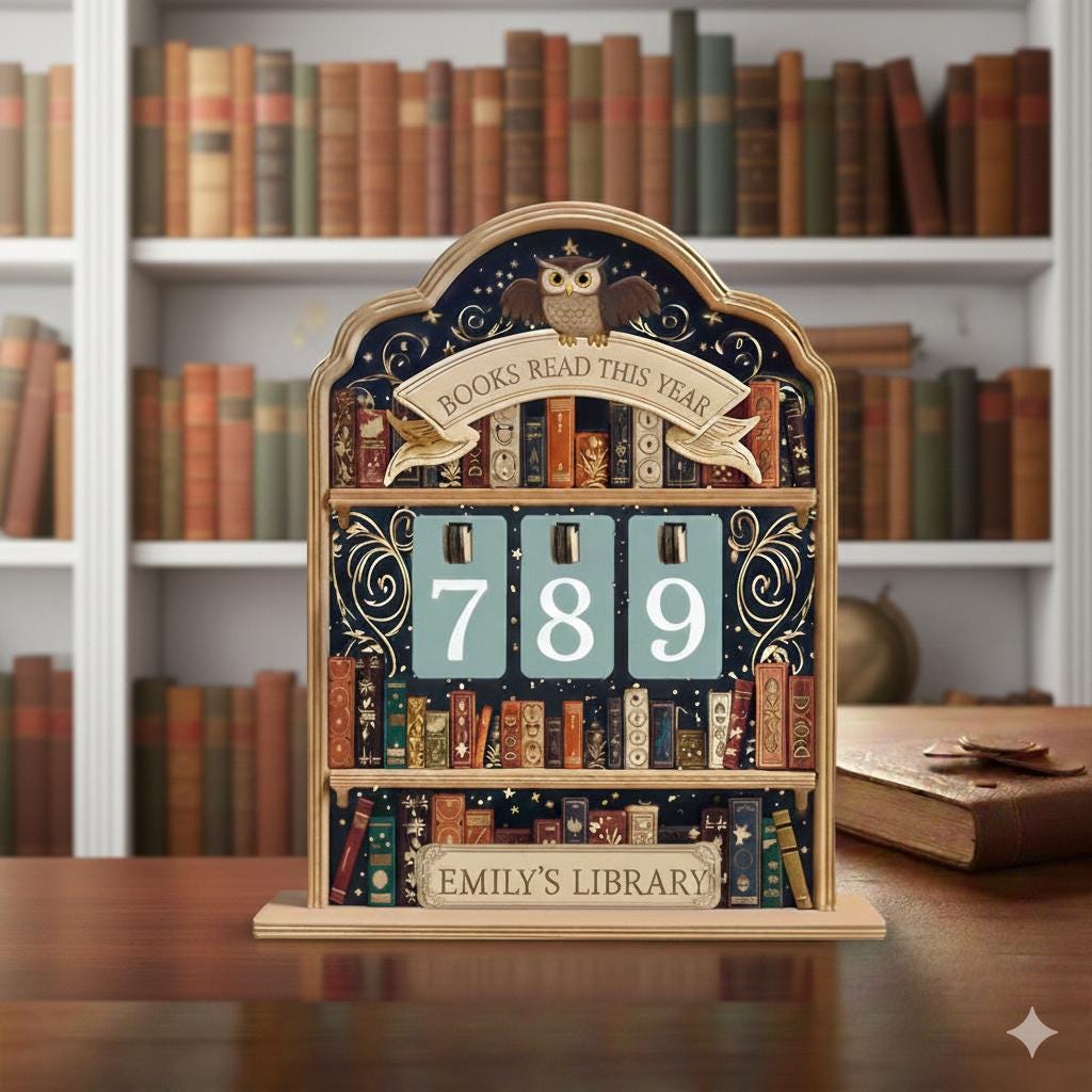 Personalized Wooden Reading Tracker Sign, Flip Book Counter, Custom Books Read 2026 Library Desk Decor Gift