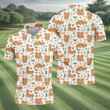 Funny Gingerbread Christmas Golf Shirt, Men's Funny Golf Shirts, Polo Shirts For Men, Christmas Golf Shirt