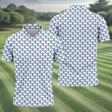 Suicide Awareness Feather Ribbon Pattern Mens Golf Polo, Golf Shirts For Men