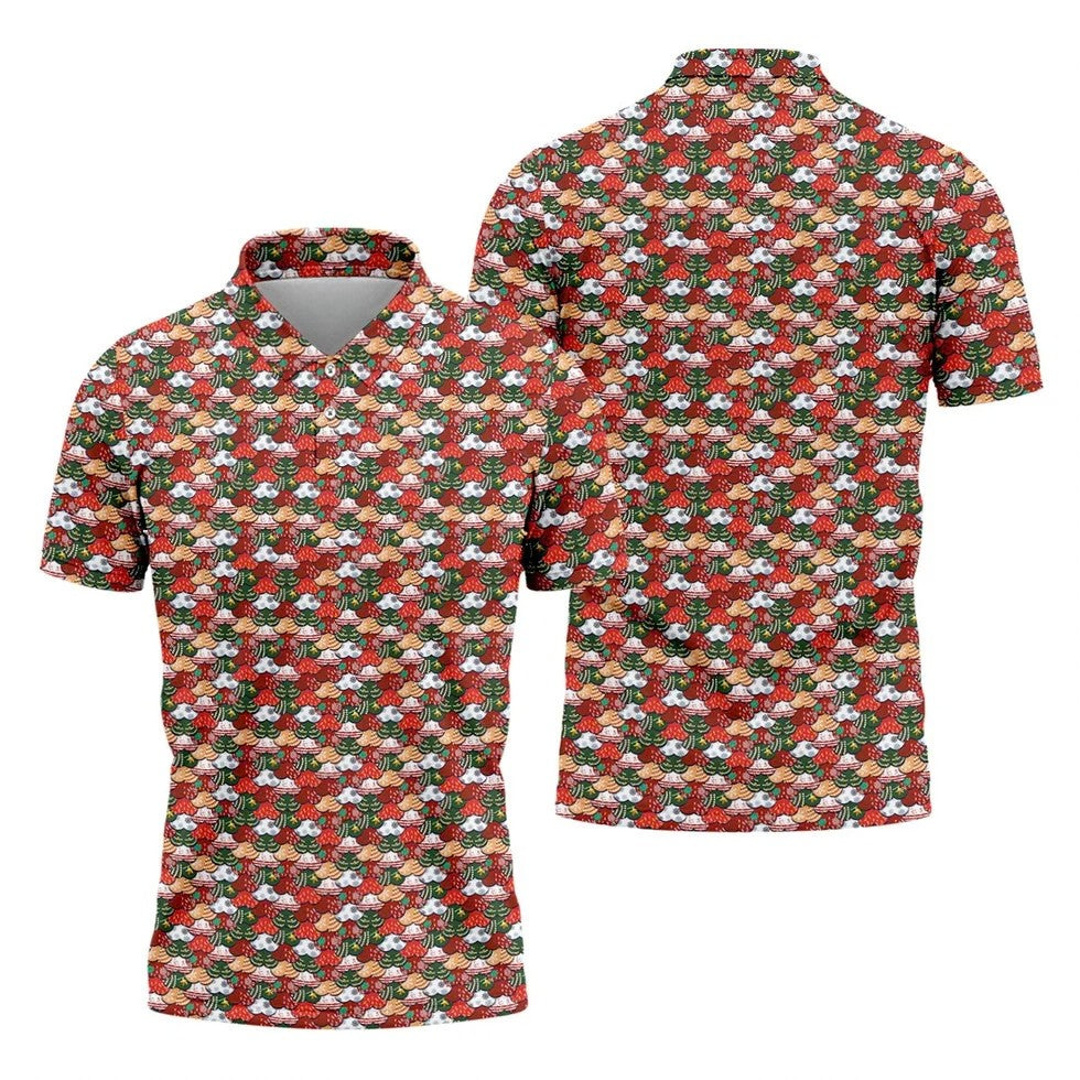 Fun Christmas Colorful Shirts For Men, Naughty Christmas Golf Shirt, Polo Shirts For Men, Golfing Apparel